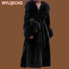 Womens Fur Faux Winter Fashion Midlength Large Collar Lapel Longsleved Belt Loose Imitation Thicked Warme Coat 231010