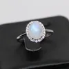 Loose Gemstones 925 Sterling Silver Natural Moonstone Adjustable Ring Stone Size Approx7 9mm