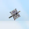 925 Sterling Silver Ring Cut 5ct Diamond Moissanite Square Engagement Wedding Band Ringen voor vrouwen Gift7589259