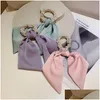 Hårtillbehör Fashion Satin Silk Ribbon Scrunchies Hair Ties Elegant Pearl Women Elastic Bands Ponytail Girls Accessories Hair Prod DH5K0