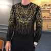 Autumn Winter New Fashion Brand Men's Tee Shirt Homme Personlig trend Drilling Tiger Head Men's Heavy Industry TS215J