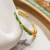 Anelli a grappolo Mafisar Trendy minimalista verde / bianco zircone geometrico anello sottile Temperamento placcato oro di alta qualità per gioielli da donna