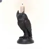 Dekorativa föremål Figurer Triple Moon Gothic Vintage High End Dark Sculpture Raven Candle Holder Owl Home Room Decoration Harts Statue Crafts 231010