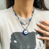 Anhänger Halsketten 2023 Mode Perlen und Seilketten mit großen blauen Augen Halskette für Frauen Trendy Perlen Halsband am Hals Zubehör