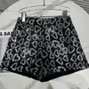 Shorts pour femmes Automne Noir Velours Amour Paillette Courte Mode Classique Rétro Taille Haute Sexy Piste Y2K Femmes Fin Vêtements 2024