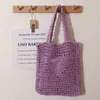 Shopping Bags Lady Casual Handbill Shoulder Bag Hollowedout Knitting Solid Color Text Embroidery Crochet 231010