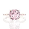 18k Rose Gold Pink Sapphire Diamond Ring 925 Sterling Silver Party Wedding Band Rings for Women Fine Jewelry230w