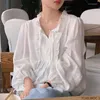 Kobiety damskie bluzki słodkie słodkie koronkowe muszki Korea Japończyk w stylu preppy