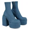 Laarzen Dames Luxe Merk Dames Platform Dikke Hoge Hak Party Sexy Blokhak Schoenen Vrouw 231010