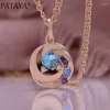 Pendant Necklaces PATAYA Necklace 585 Rose Gold Color For Women Gift Fashion Jewelry Simplicity Natural Zircon