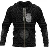 Sweats à capuche pour femmes Mode Viking Symbole Tatouage 3D Imprimé Zipper Sweat À Capuche Femmes Pour Hommes Halloween Pull À Manches Longues Taille S-5XL