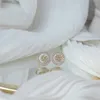 Collana Orecchini Set YIZIZAI Set di fiori rosa placcato color oro di lusso per le donne Squisito orecchino con zirconi Matrimonio elegante