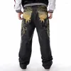 Jeans pour hommes Homme Lâche Baggy Hiphop Skateboard Denim Pantalon Hip Hop Rap Mâle Pantalon Noir Grande Taille 30-46