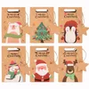 Other Event Party Supplies 6pcs Merry Christmas Candy Gift Box with Tag Kraft Paper Cookies Packing Bags 2023 Xmas Home Decoration Year 2024 231011