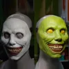 Kostymtillbehör halloween mask cos leende exorcist white eyed rolig latex halv ansikte omslag halloween terror maskl231011