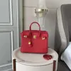 Lady Tote Leather Capacity Berkins Designer Bag Classic Bags Litchi Grain Handbag Pure Red Large Top Fashion Quality First Layer Cowhide 6yui