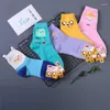 Chaussettes en coton pour femmes, Harajuku, mignonnes pour filles, Streetwear, imprimé cheville, Hipster, mode Animal dessin animé, chaussettes décontractées