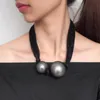 Large Simulated Pearl Necklaces for women Thick Necklace Choker Big Ball Pendant Statement Necklace Female Jewelry253D