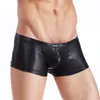 Cockcon Brand Leather Underwear Men Sexy Nylon Spandex Penis Pouch Cock Men's Boxer Shorts Black Low Rise Mens Lingerie Panti230a
