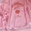 Damen Hoodies Sweatshirts S-3XL Harajuku Kawaii Sweatshirt Erdbeerrosa Sweatshirts Frühling Kpop Koreanischer Stil Fleece Frauen Süßes Top Outwear für Mädchen 231011
