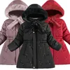 Daunenmantel Winterjacke für Mädchen, langer Stil, Perlenverzierung, Dekoration, Schal, Kapuzenfutter mit Samt, dick, warm halten für Kinder 231010