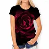 Vrouwen T-shirts Rose Bloem Bloemen 3D Print T-shirts Vrouwen Shirt Vrouw Oversized Harajuku Tops Tees Vrouwelijke Y2k Streetwear kleding