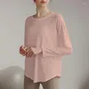 Aktive Shirts Antibom Jacquard Yoga T-Shirt Damen Loose Cover Tennis Shirt Fitness Langarm Pilates Training Sport Top