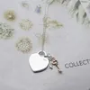 Pendentif Colliers Nouveau S925 Sterling Argent Bleu Émail Diable Coeur Coin Clé Collier Dames Simple Mode Bijoux Couple Holida241P