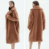 Abrigo de lana largo elegante abrigos al por mayor mujer abrigo de peluche de lana de Cachemira de invierno chaqueta parka de talla grande para mujer Cuello de piel 5JTSD