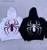 Mens Hoodies Sweatshirts Y2k Spider Print Full Zip Up Hoodie High Street Retro Loose Hip Hop Sweatshirt Punk Kpop Winter Clothes Long Sleeve Jackets Coat T231011