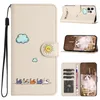 Étuis portefeuille en cuir PU de chat mignon pour iPhone 15 Plus 14 13 Pro MAX 12 11 XR XS X 8 7 6 Fashion Clound Sun Smile Flip Cover Cartoon Lovely Animal Credit ID Card Slot Holder Pouch