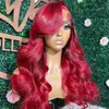 Free Part Red Body Wave Wigs 13x4 Lace Front Human Hair Wig Colored Blue/pink /blonde/grey HD Transparent Lace Frontal Wig for Women