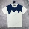 22SS män kvinnor designers t shirt tee denim panelerade brev kort ärm man besättning nacke paris streetwear vit svart xinxinbuy xs-l261x