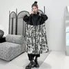 Jaquetas femininas vintage hong kong estilo couro do plutônio retalhos impresso jaqueta outono solto e fino gola longa trench coat