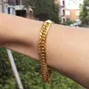 Mens Tunga gul guld kubansk länkkedja armband 230mm Real People Model 100% Real Gold Not Solid Not Money 2653