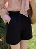 여성을위한 여성 반바지 회로 불규칙한 허리 검은 a- 라인 봄 여름 간단한 단단한 넓은 다리 슬림 한국 사무실 레이디