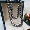 45cm Nouveau collier de perles noires de tahiti AAA naturel 9-10mm227K