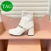 Luksusowe damskie buty designerskie skóra Mary Jane Booties Białe czarne modne kobiety wysokie obcasy buty na kostki buty damskie Buty 35-40 EUR