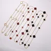 Whole High quality fashion jewelry clover shell agate jewelry big small size four leaf 16 Flower Necklace 90cm310E