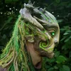 Kostymtillbehör Halloween Mask Forest Elf Sile HeadGear Green Elf Äldre masker Lämpliga för Mask Party och Halloween DecorationL231010L23101010