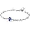 Bracciale tennis rotondo con pavé rosso blu scintillante a forma di cuore trasparente Bracciale in argento sterling 925 adatto a gioielli fai da te con ciondoli di perline popolari