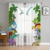 Curtain Jungle Cartoon Dinosaur Tulle Curtains for Bedroom Home Decor Living Room Kitchen Voile Blind Drapes 231010