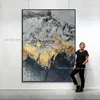 Gemälde Großes 100 % handgemaltes modernes abstraktes Ölgemälde Original Gold Mountain Abstraktes Gemälde für Zuhause Wand Strukturierte Kunst 231010