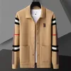 Jaquetas masculinas de marca de luxo jaqueta de malha listrada masculina 2023 primavera e outono novo bordado requintado casual suéter cardigan casaco de moda 231011