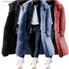 Men's Wool Blends Trendy Men Winter Overcoat Midi Length Men Coat Faux Fur Colorfast Mid-calf Length Winter Overcoat Warm T231011