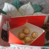 Opakowanie prezentów 17 8.5 10cm 10pcs Red Green Christmas Santa Box z uchwytem Candy Cookie Chocaroon Macaroon Candle Packaging