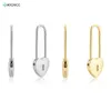 Kikichicc 100% 925 Sterling Silver Gold Heart Locker Square Hoops Circle Piercing Pendiente Luxury Women Fashion Jewelry 2021250f