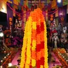 Diwali 웨딩 할로윈 파티를위한 죽은 장식 DIY의 장식용 꽃 인공 마리 골드 화환의 날