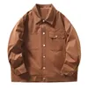 Mäns jackor Autumn Spring Flanell Jacket Mens High Loose Outdoor Street Män vävt Lapel Color Solid Isolated Coat