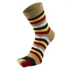 Frauen Socken Herren Sommer Baumwolle Zehe Gestreift Kontrast Bunte Patchwork Männer Fünf Finger Freie Größe Korb Calcetines